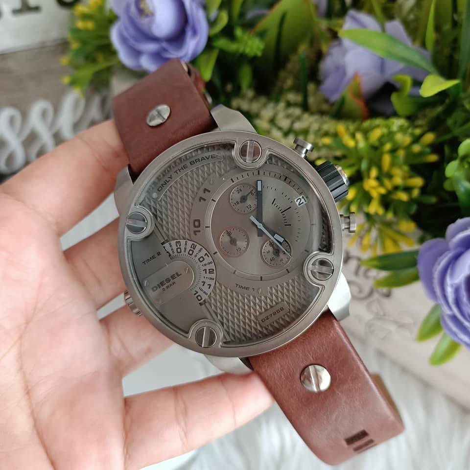 Diesel DZ7258 Little Daddy SBA Men's Watch – Grey Dial & Brown Leather Strap