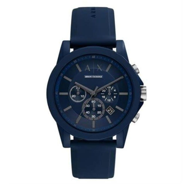 Armani Exchange Outerbanks AX7128 Men's Chronograph Watch – Blue Dial with Blue Silicone Strap