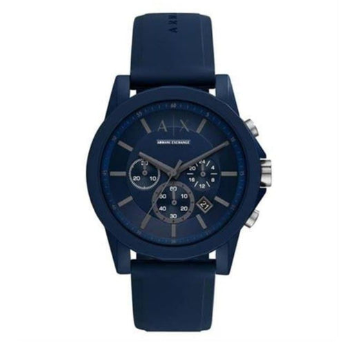 Armani Exchange Outerbanks AX7128 Men's Chronograph Watch – Blue Dial with Blue Silicone Strap