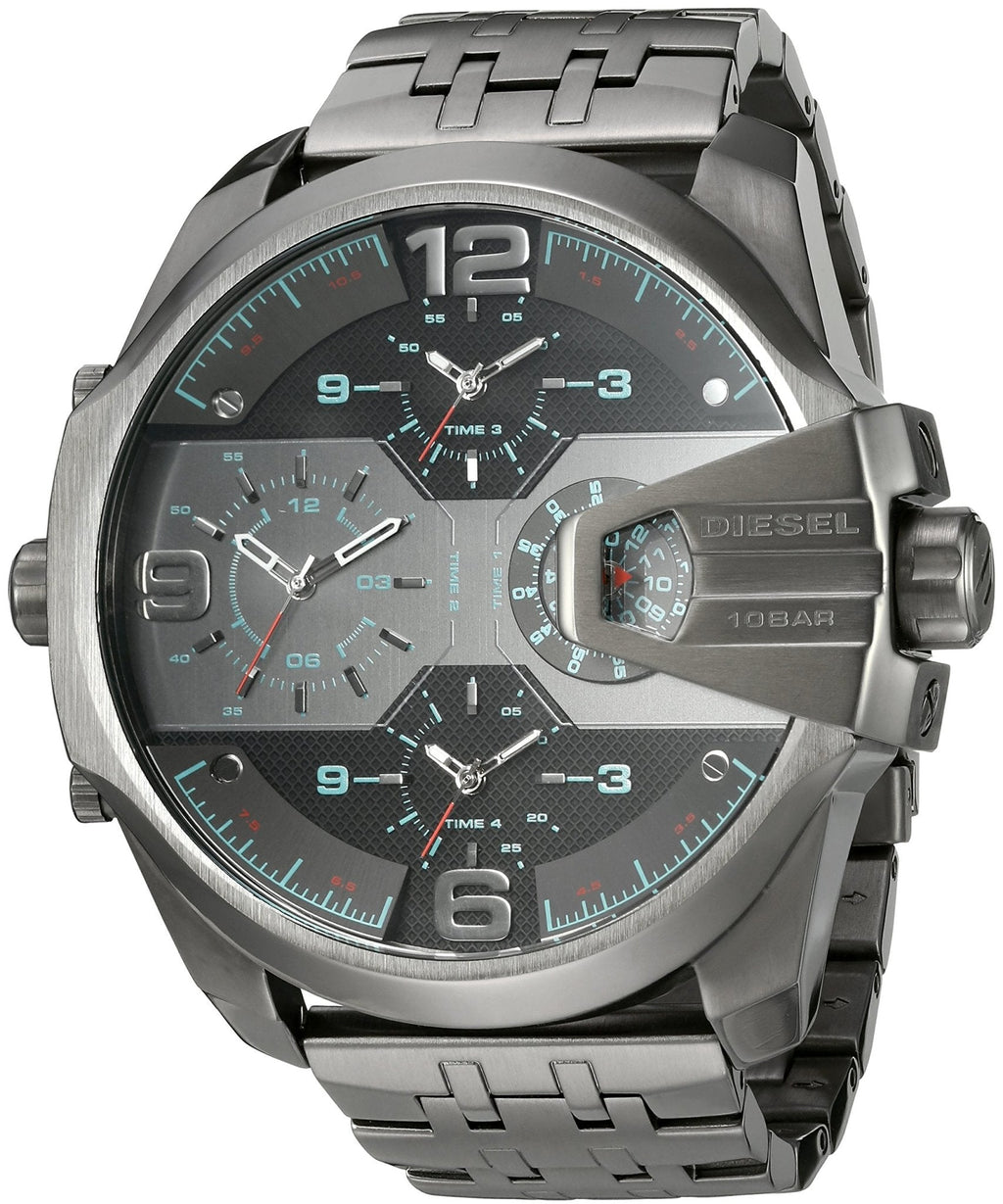 Diesel DZ7372 Uber Chief Chronograph Men's Watch – Black Dial & Grey Stainless Steel Strap