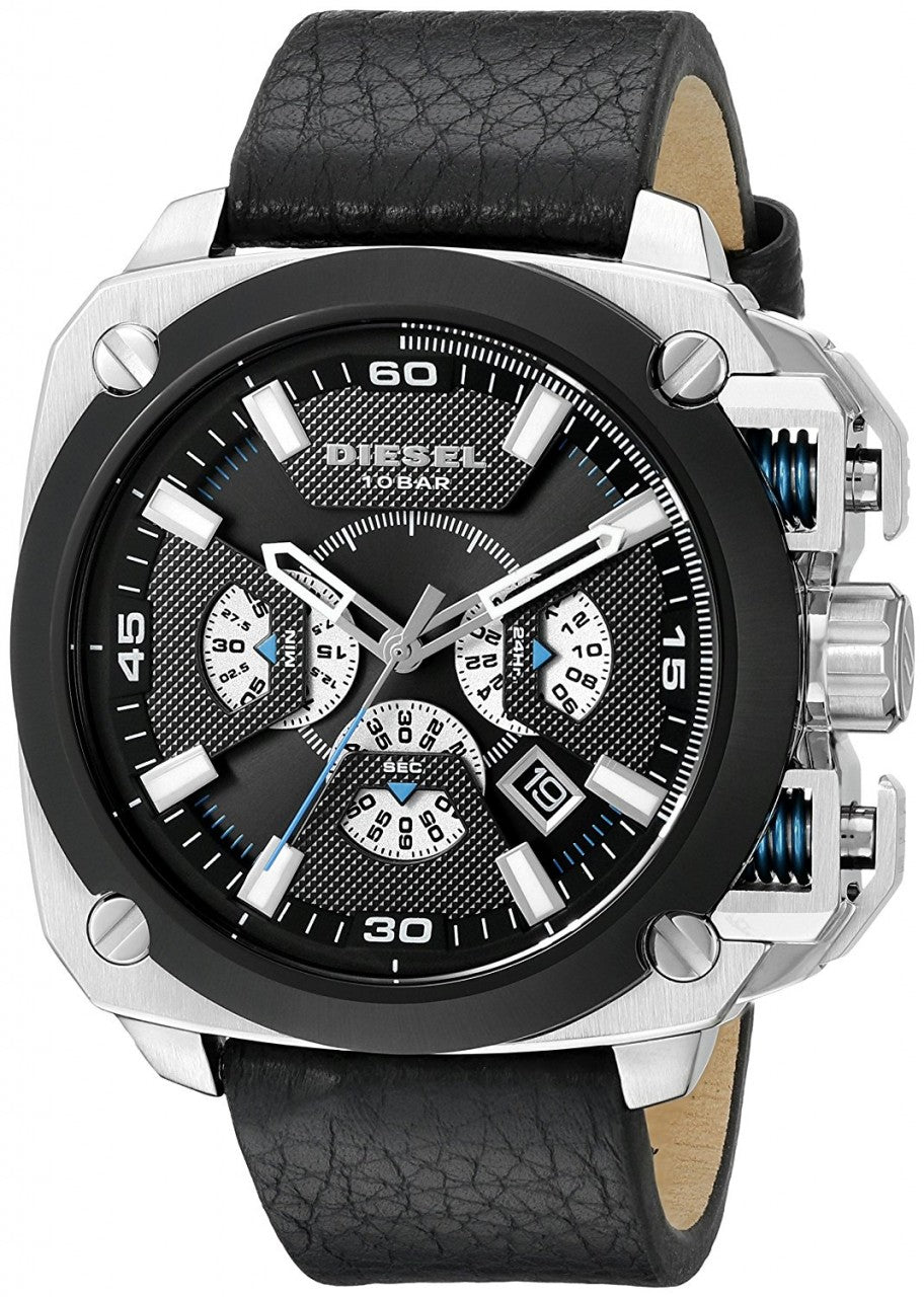 Diesel DZ7345 BAMF Chronograph Men's Watch – Black Dial & Black Leather Strap