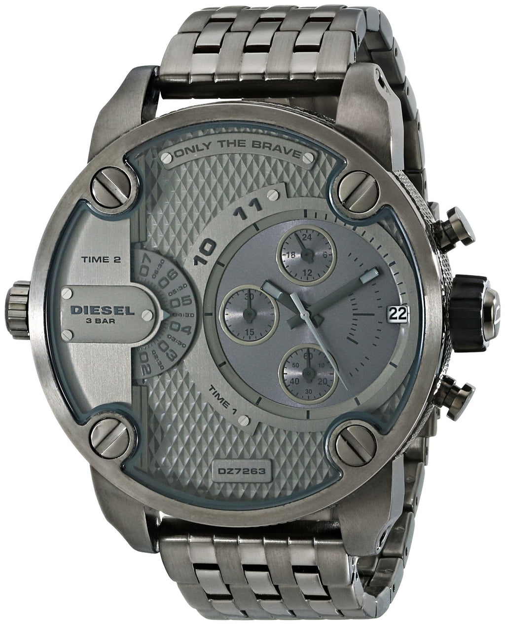 Diesel DZ7263 Little Daddy Dual Time Chronograph Men's Watch – Grey Dial & Stainless Steel Strap