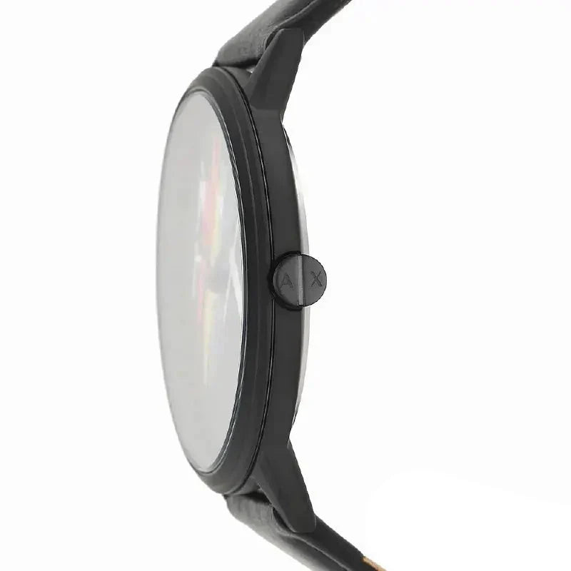 Armani Exchange Cayde AX7120 Men's Analog Watch – Black Dial with Black Leather Strap