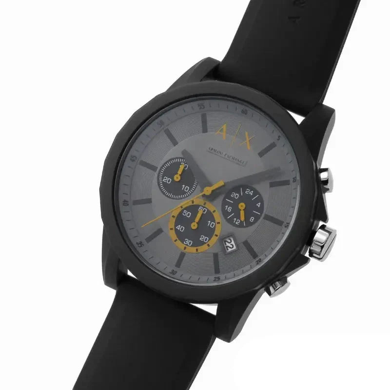 Armani Exchange Outerbanks AX7123 Men's Chronograph Watch – Grey Dial with Grey Silicone Strap