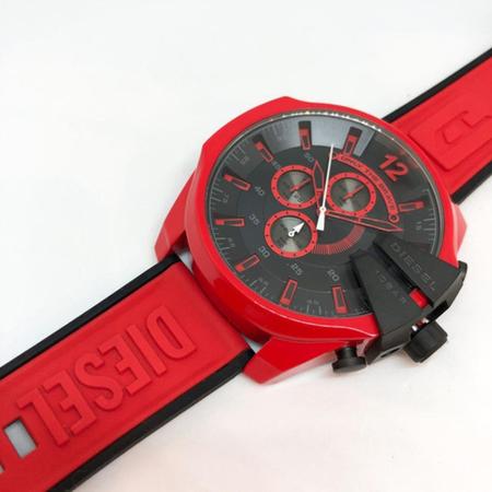 Diesel DZ4526 Mega Chief Chronograph Men's Watch – Black Dial & Red Rubber Strap