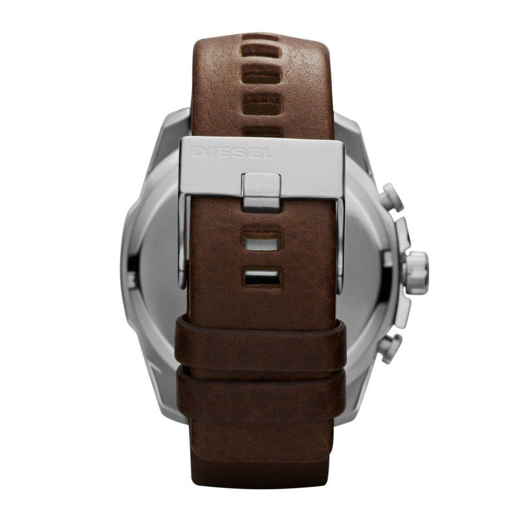 Diesel DZ4281 Mega Chief Chronograph Men's Watch – Blue Dial & Brown Leather Strap