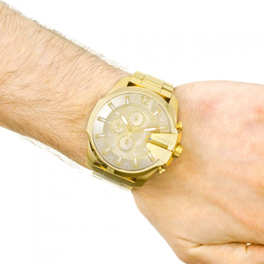 Diesel DZ4360 Mega Chief Chronograph Men's Watch – Gold Dial & Gold Stainless Steel Strap