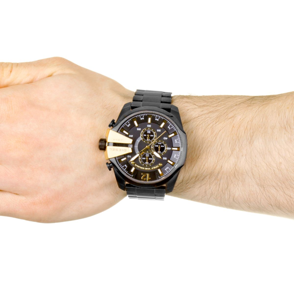 Diesel DZ4338 Mega Chief Chronograph Men's Watch – Black Dial & Black Stainless Steel Strap