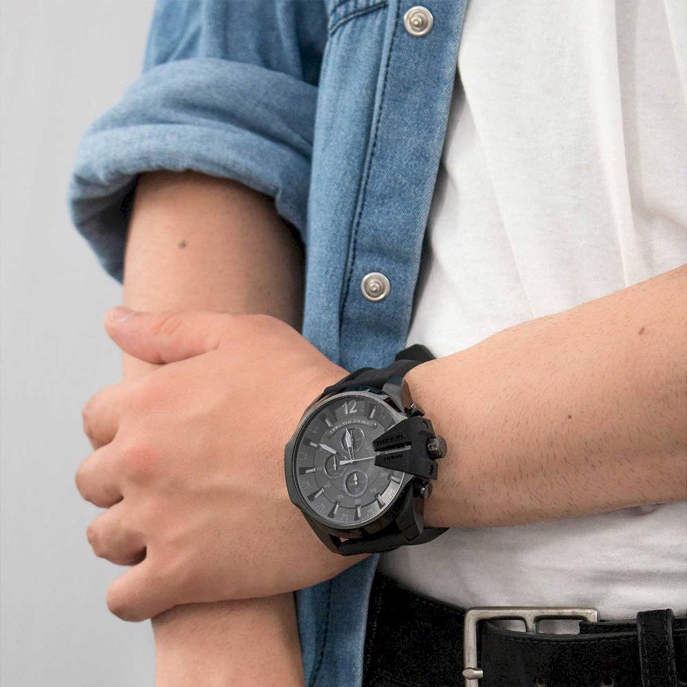 Diesel DZ4355 Mega Chief Chronograph Men's Watch – Black Dial & Black Stainless Steel Strap