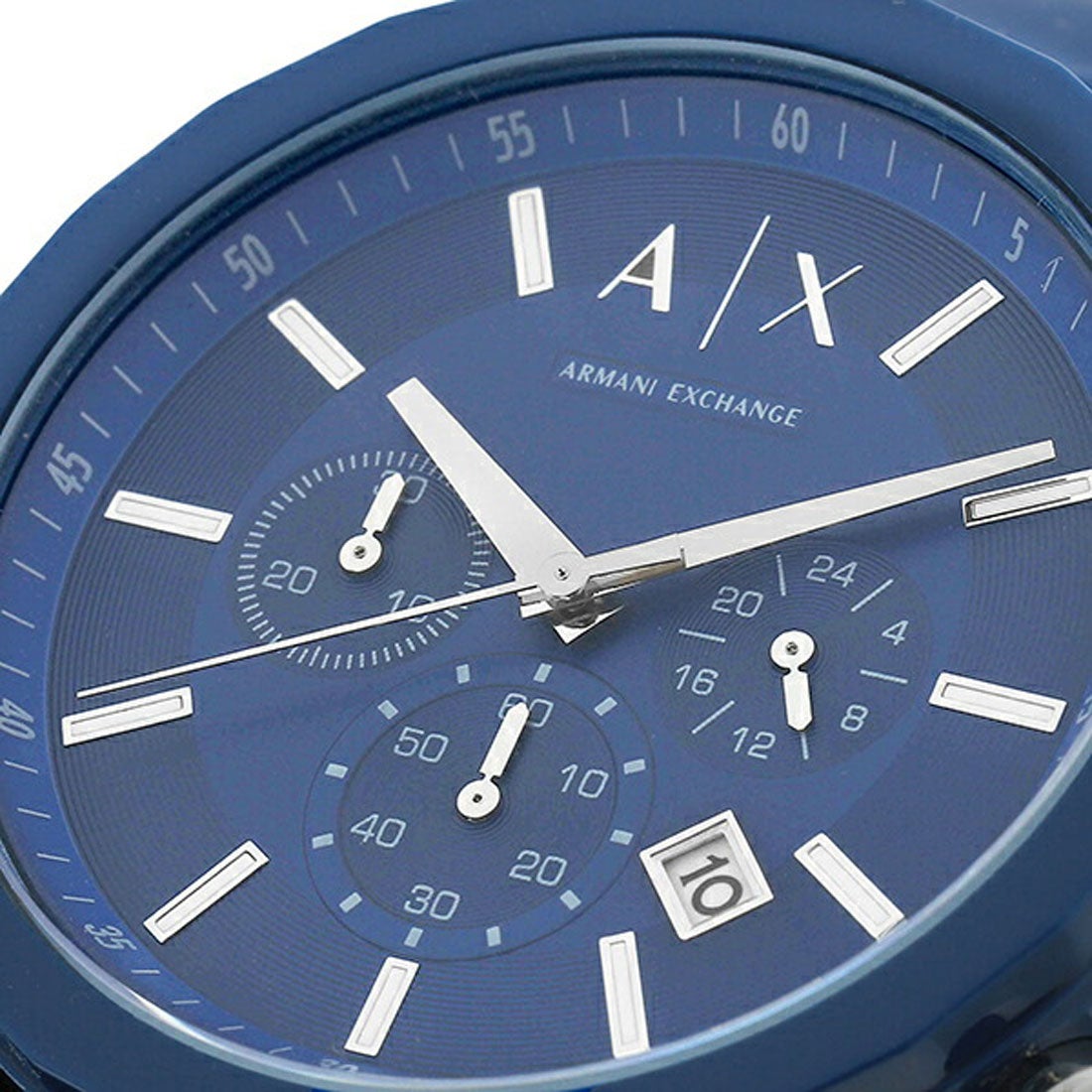 Men's Armani Exchange Outerbanks Chronograph Watch AX1327 – Blue Dial with Blue Silicone Strap