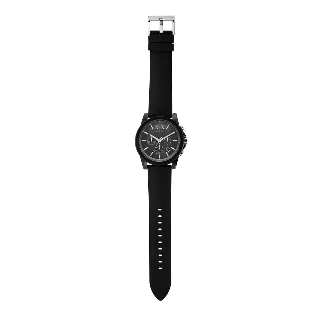 Armani Exchange Outerbanks AX1326 Men's Chronograph Watch – Black Dial with Black Silicone Strap