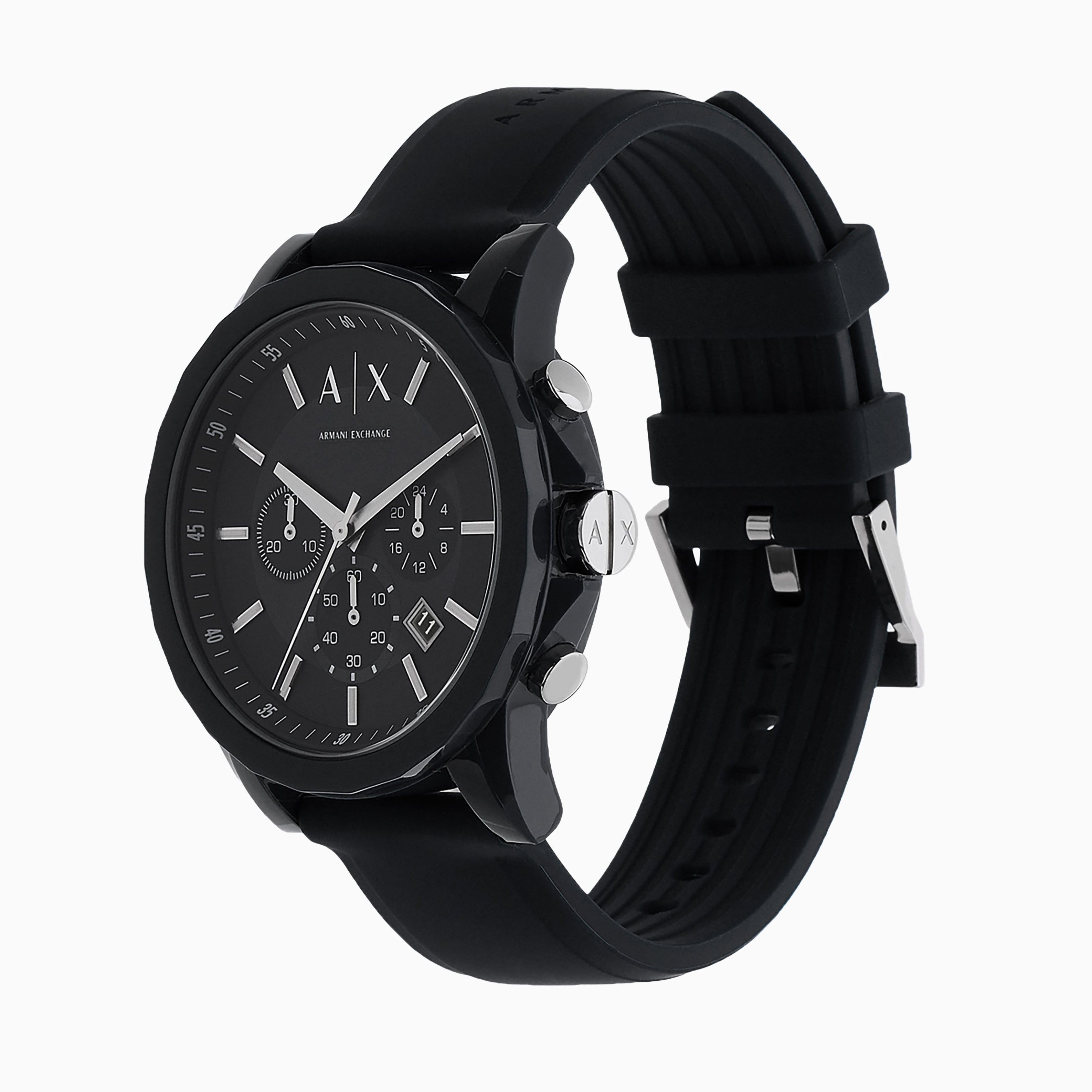 Armani Exchange Outerbanks AX1326 Men's Chronograph Watch – Black Dial with Black Silicone Strap