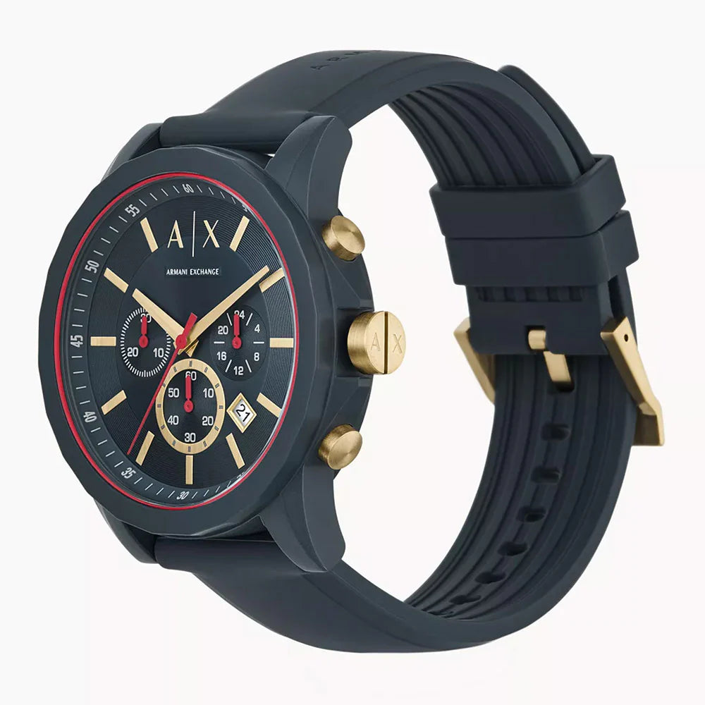 Armani Exchange Outerbanks AX1335 Men's Chronograph Watch – Blue Dial with Blue Silicone Strap