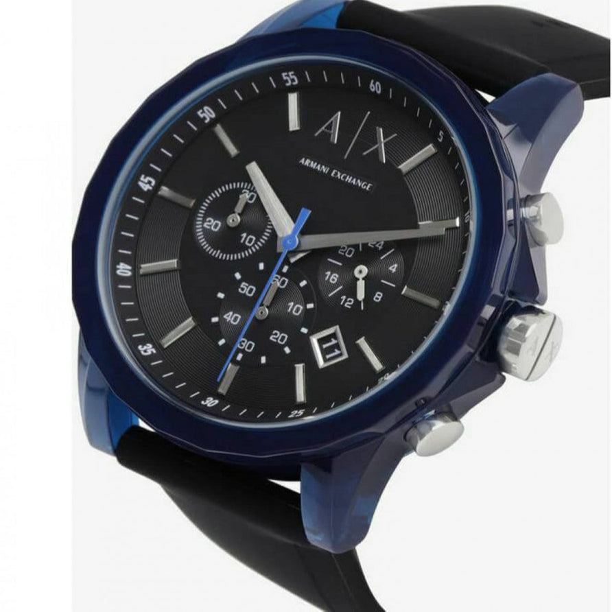 Armani Exchange Outerbanks AX1339 Men's Chronograph Watch – Black Dial with Black Silicone Strap
