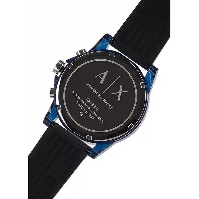 Armani Exchange Outerbanks AX1339 Men's Chronograph Watch – Black Dial with Black Silicone Strap