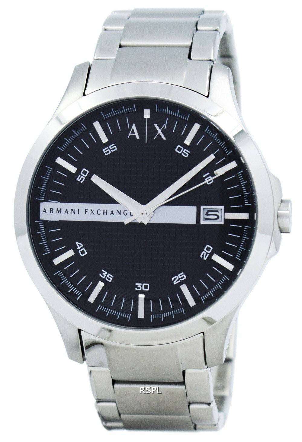 Armani Exchange Hampton AX2103 Men's Chronograph Watch – Black Dial with Silver-Tone Stainless Steel Strap