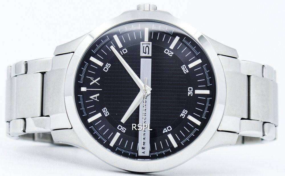 Armani Exchange Hampton AX2103 Men's Chronograph Watch – Black Dial with Silver-Tone Stainless Steel Strap