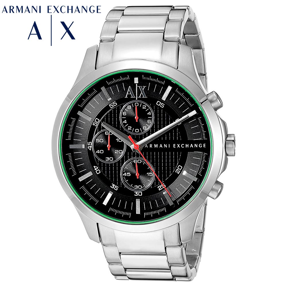 Armani Exchange Hampton AX2163 Men's Chronograph Watch – Black Dial with Silver Stainless Steel Strap