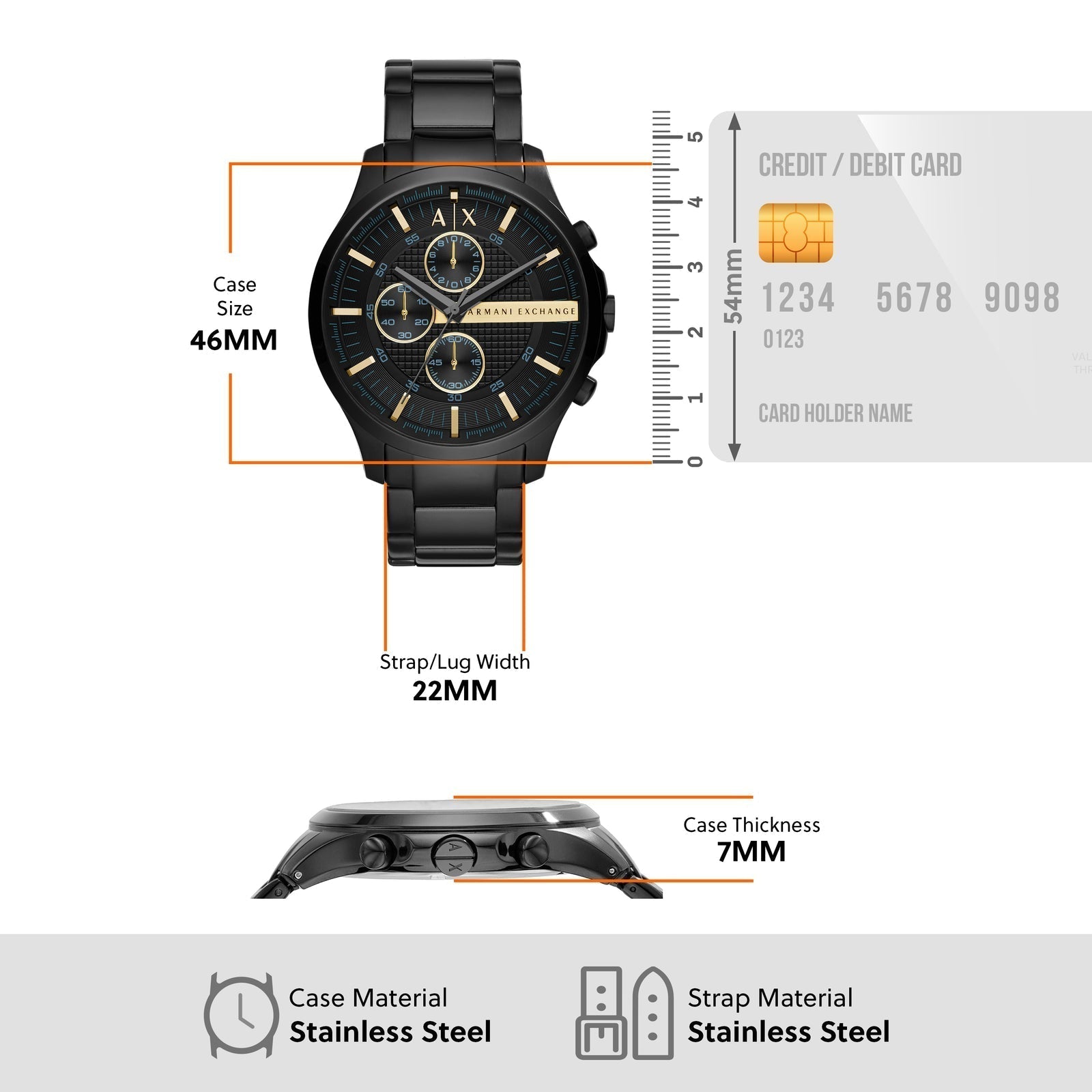 Armani Exchange Hampton AX2164 Men's Chronograph Watch – Black Dial with Black Stainless Steel Strap