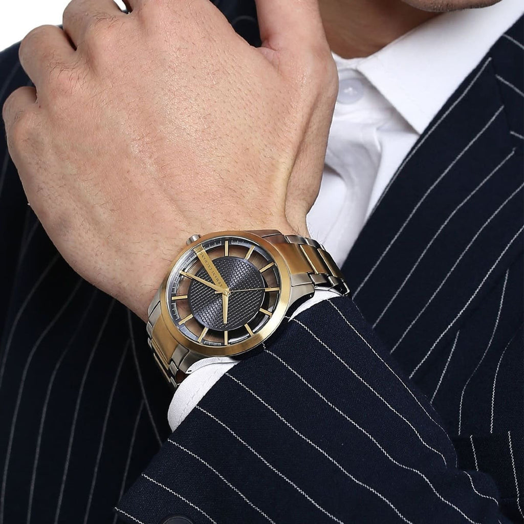 Armani Exchange Hampton Series AX2403 Men's Chronograph Watch – Grey Dial with Two-Tone Stainless Steel Band