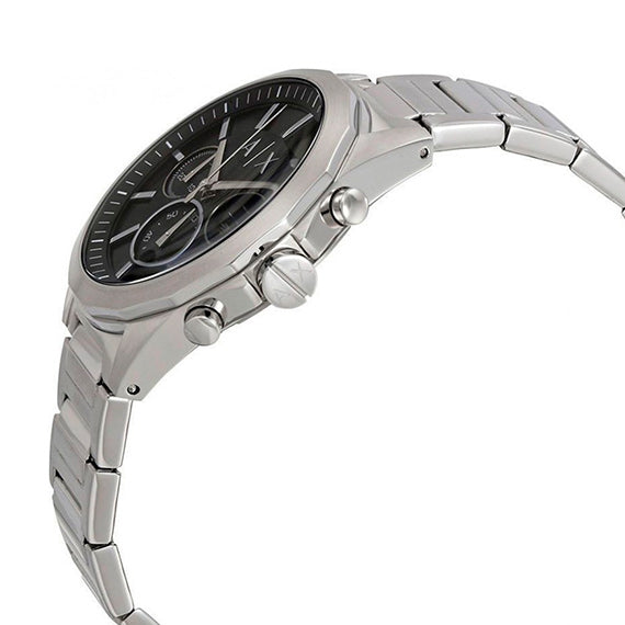 Armani Exchange Drexler AX2600 Men's Chronograph Watch – Black Dial with Silver Stainless Steel Strap