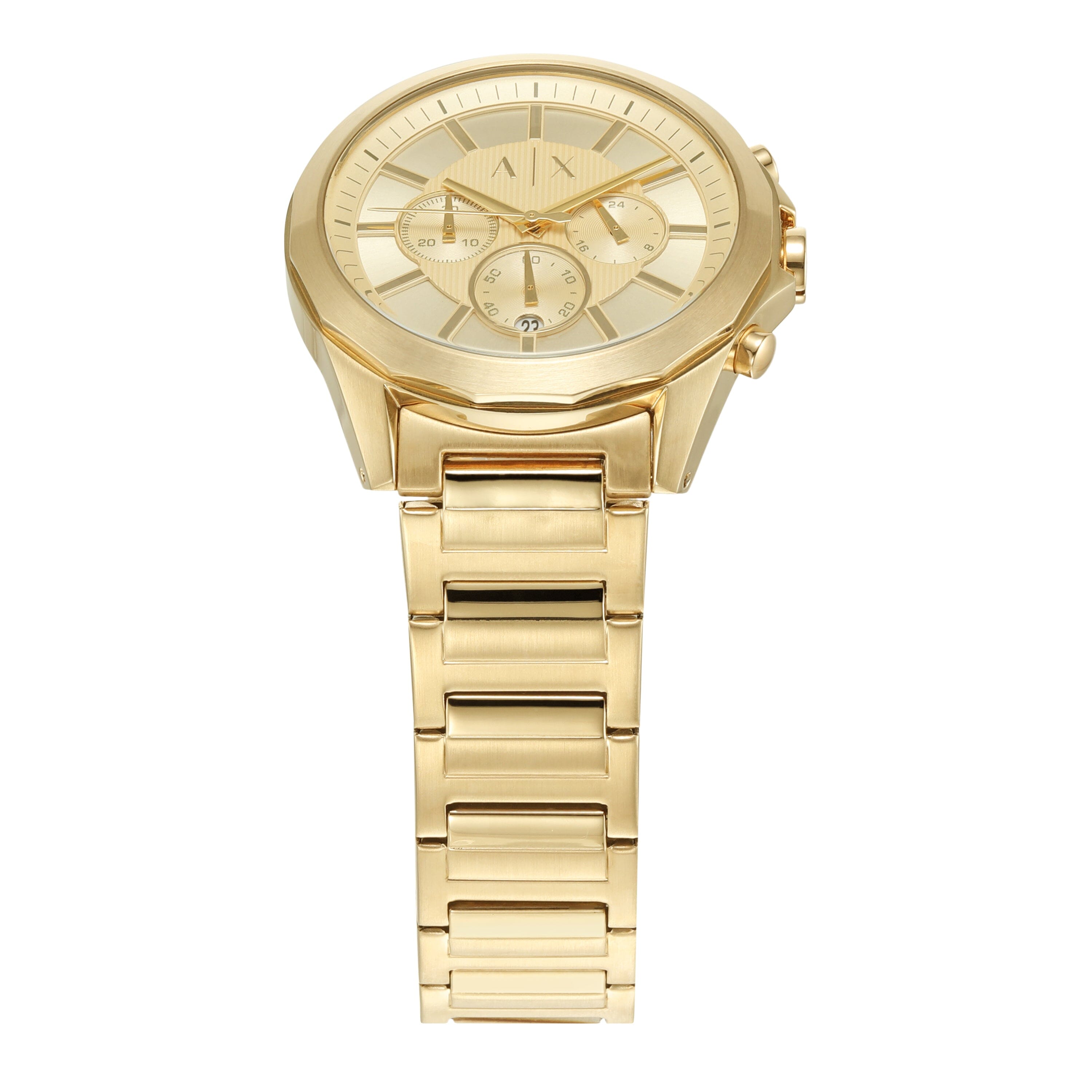 Armani Exchange Drexler AX2602 Men's Chronograph Watch – Gold Dial with Gold Stainless Steel Strap