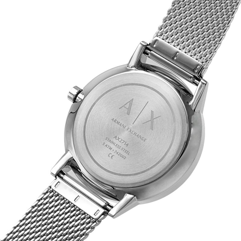 Armani Exchange Cayde AX2714 Men's Chronograph – Black Dial with Silver Mesh Stainless Steel Strap