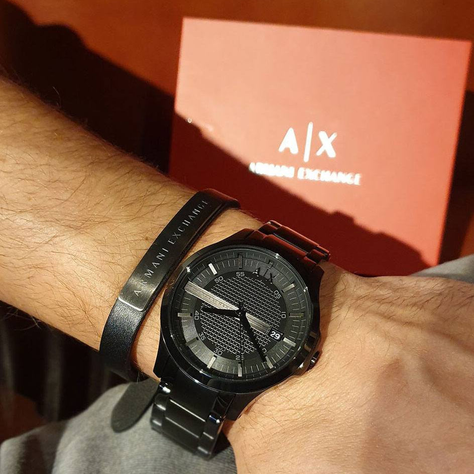 Armani Exchange Hampton AX7101 Men's Watch – Black Dial with Black Stainless Steel Bracelet