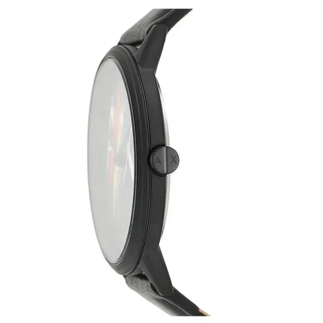 Armani Exchange Cayde AX7120 Men's Analog Watch – Black Dial with Black Leather Strap