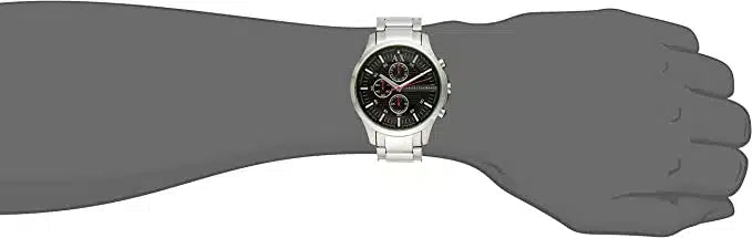 Armani Exchange Hampton AX2163 Men's Chronograph Watch – Black Dial with Silver Stainless Steel Strap