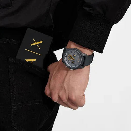 Armani Exchange Outerbanks AX7123 Men's Chronograph Watch – Grey Dial with Grey Silicone Strap