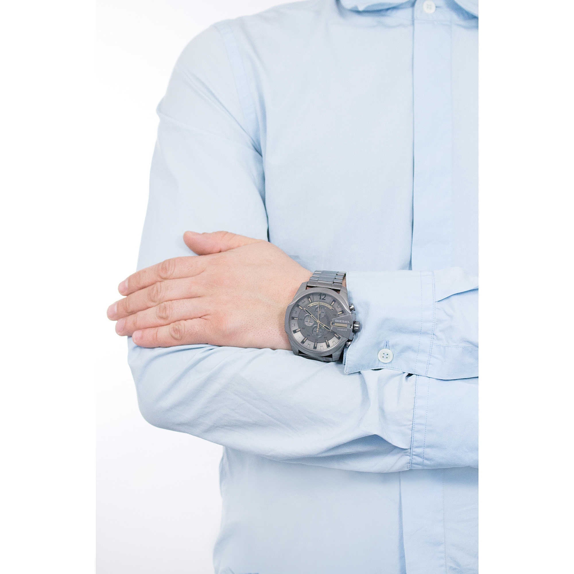 Diesel DZ4466 Mega Chief Chronograph Men's Watch – Grey Dial & Grey Stainless Steel Strap