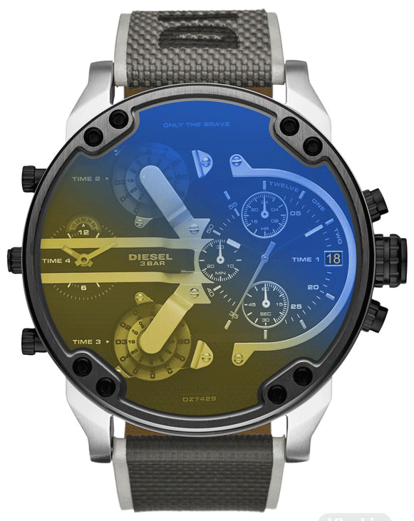 Diesel DZ7429 Mr. Daddy 2.0 Chronograph Men's Watch – Black Dial & Grey Nylon Strap