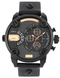 Diesel DZ7291 Little Daddy Chronograph Men's Watch – Black Dial & Black Leather Strap