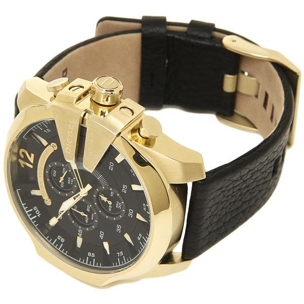 Diesel DZ4344 Mega Chief Chronograph Men's Watch – Black Dial & Black Leather Strap