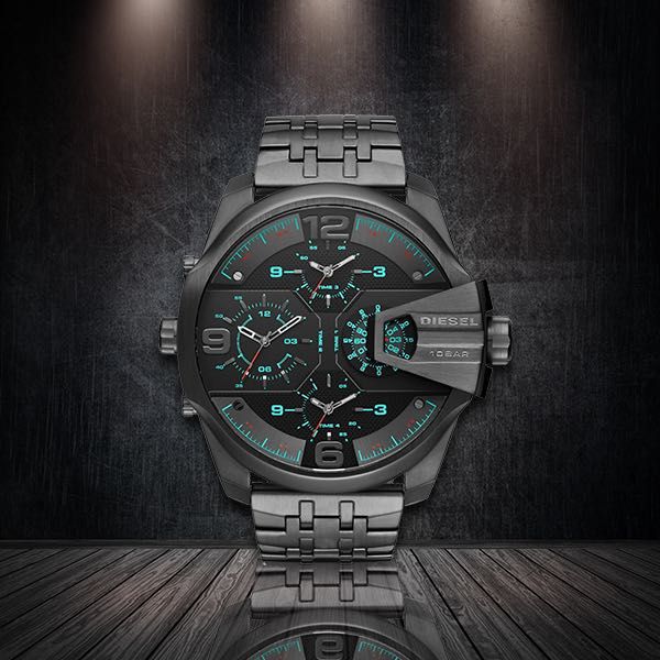 Diesel DZ7372 Uber Chief Chronograph Men's Watch – Black Dial & Grey Stainless Steel Strap