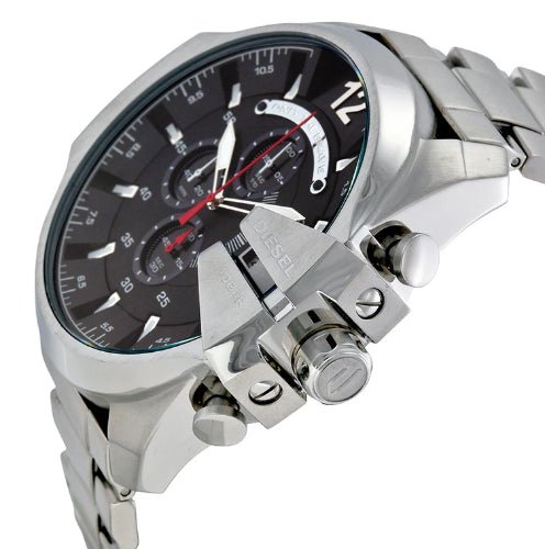 Diesel DZ4308 Mega Chief Chronograph Men's Watch – Black Dial & Silver Stainless Steel Strap