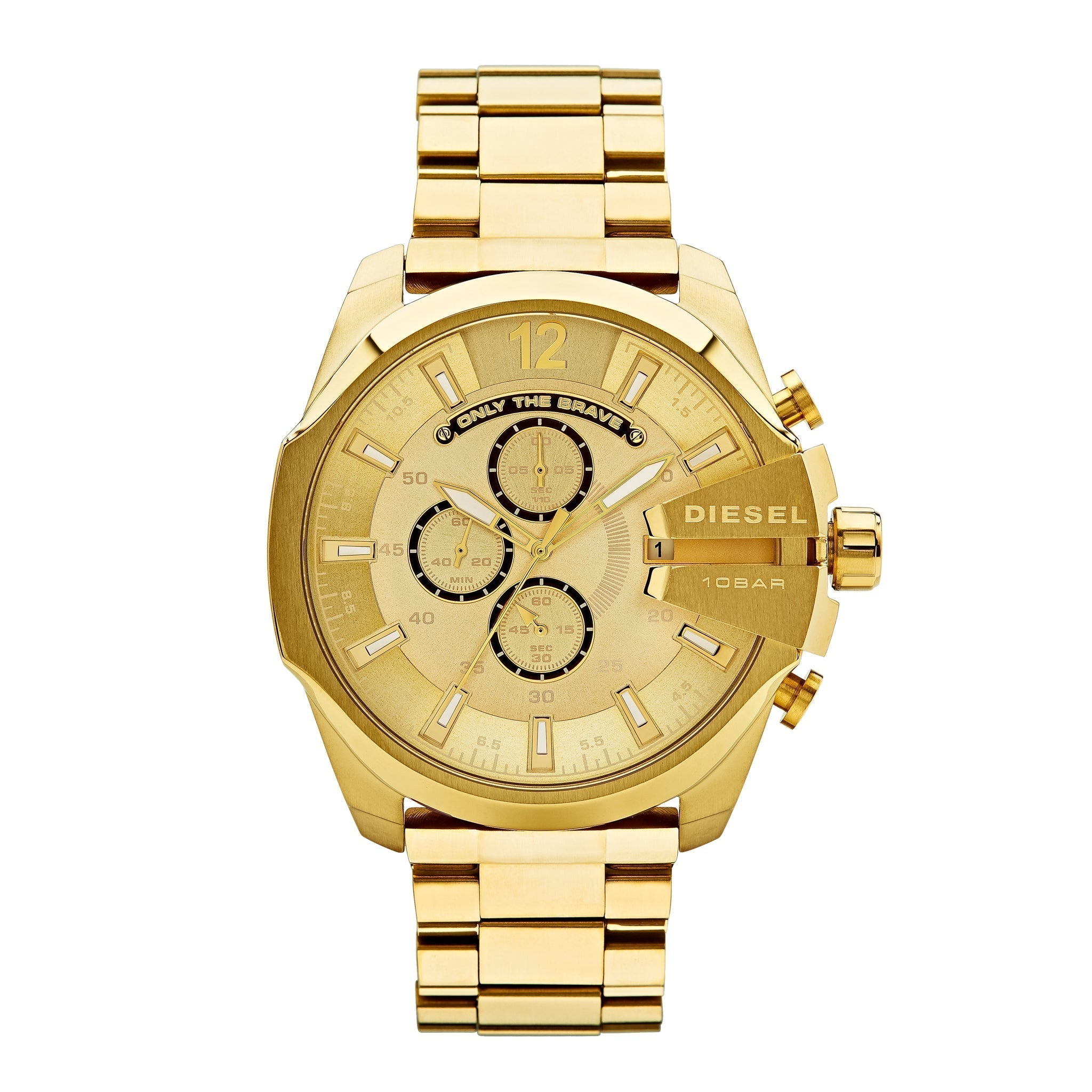Diesel DZ4360 Mega Chief Chronograph Men's Watch – Gold Dial & Gold Stainless Steel Strap