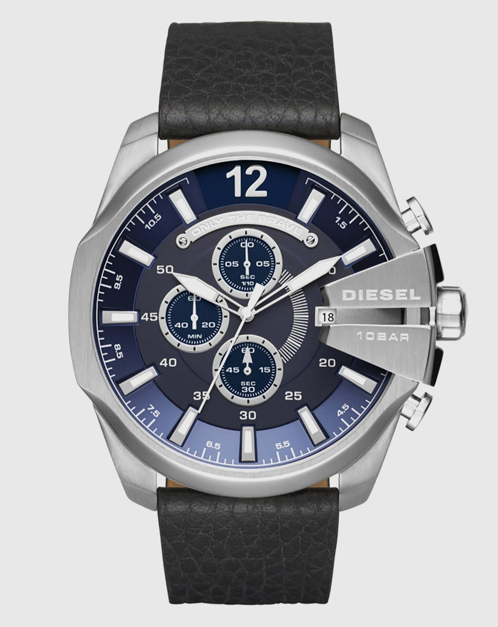 Diesel DZ4423 Mega Chief Chronograph Men's Watch – Blue Dial & Black Leather Strap