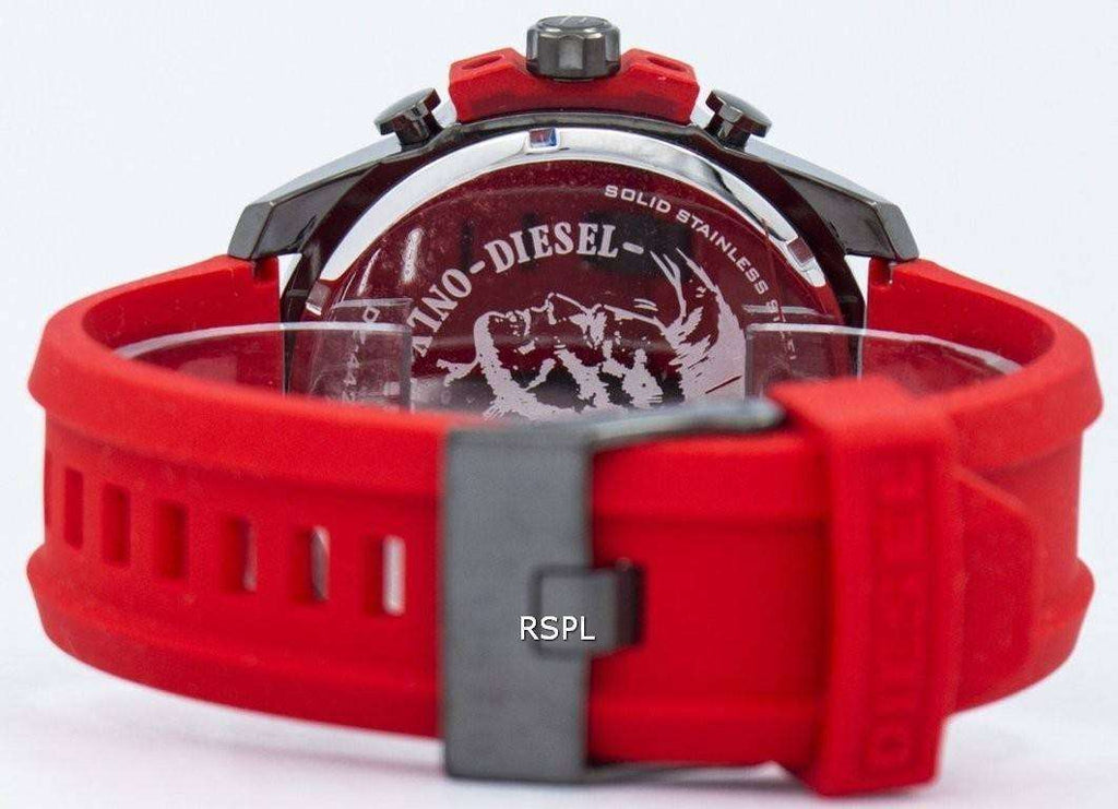 Diesel DZ4427 Mega Chief Chronograph Men's Watch – Black Dial & Red Silicone Strap
