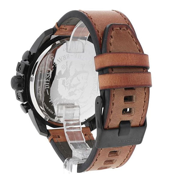 Diesel DZ4476 Mega Chief Chronograph Men's Watch – Black Dial & Brown Leather Strap