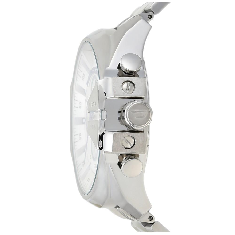 Diesel DZ4477 Mega Chief Chronograph Men's Watch – White Dial & Silver Stainless Steel Strap