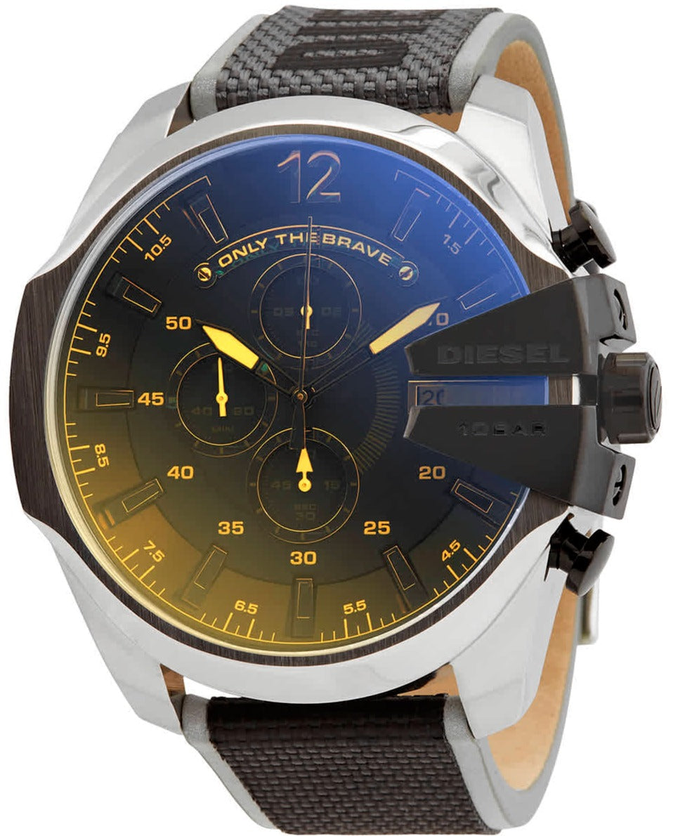 Diesel DZ4523 Mega Chief Chronograph Men's Watch – Black Dial & Grey Nylon Strap