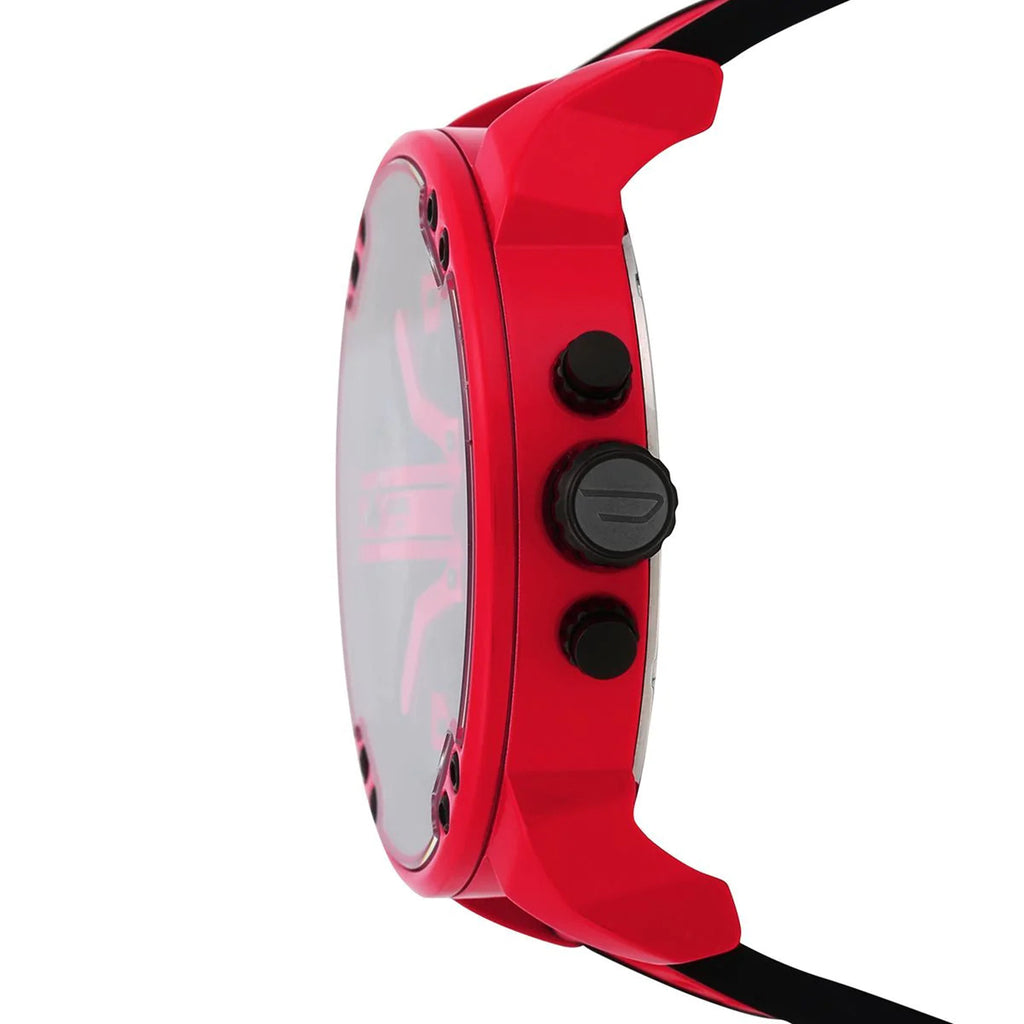 Diesel DZ4526 Mega Chief Chronograph Men's Watch – Black Dial & Red Rubber Strap