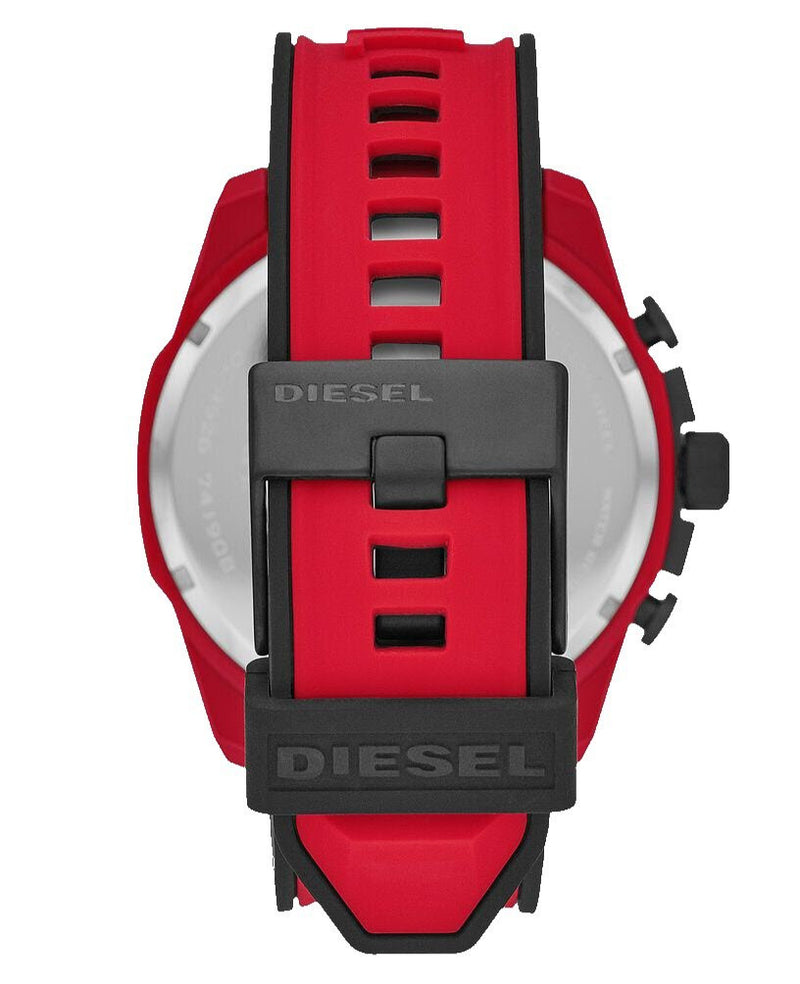 Diesel DZ4526 Mega Chief Chronograph Men's Watch – Black Dial & Red Rubber Strap