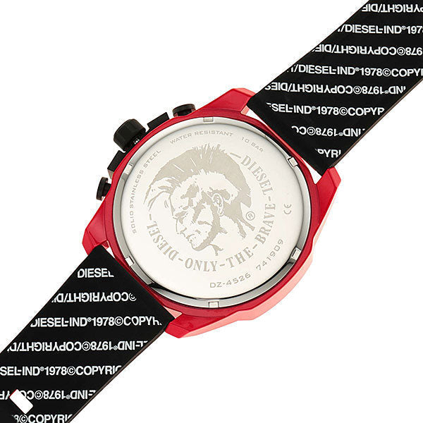 Diesel DZ4526 Mega Chief Chronograph Men's Watch – Black Dial & Red Rubber Strap