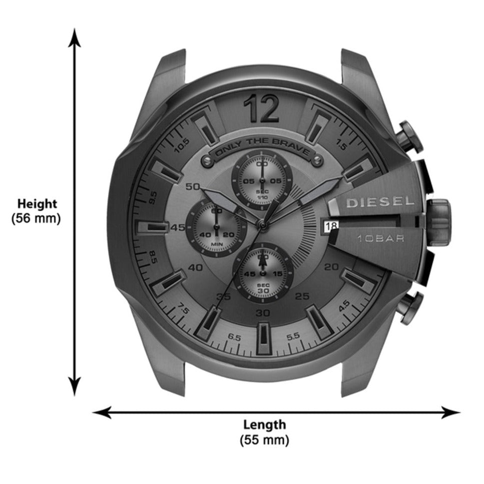 Diesel DZ4527 Mega Chief Chronograph Men's Watch – Black Dial & Black Mesh Strap