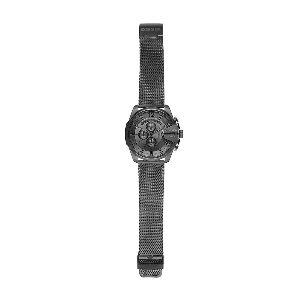 Diesel DZ4527 Mega Chief Chronograph Men's Watch – Black Dial & Black Mesh Strap