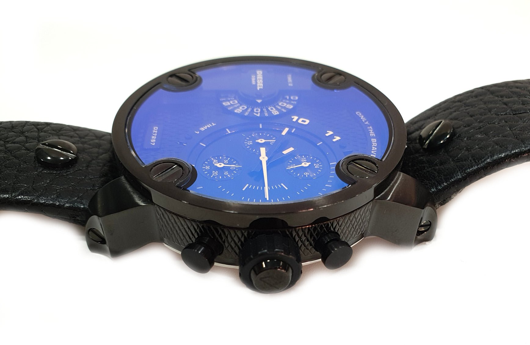 Diesel DZ7257 Little Daddy Chronograph Men's Watch – Blue Dial & Black Leather StrapDiesel DZ7257 Little Daddy Chronograph Men's Watch – Blue Dial & Black Leather Strap