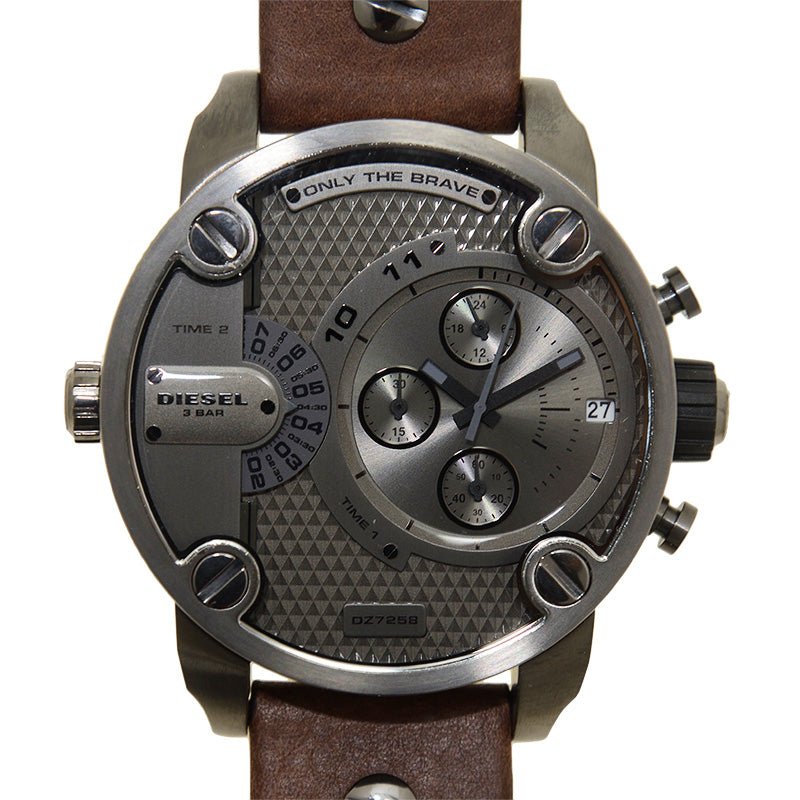 Diesel DZ7258 Little Daddy SBA Men's Watch – Grey Dial & Brown Leather Strap